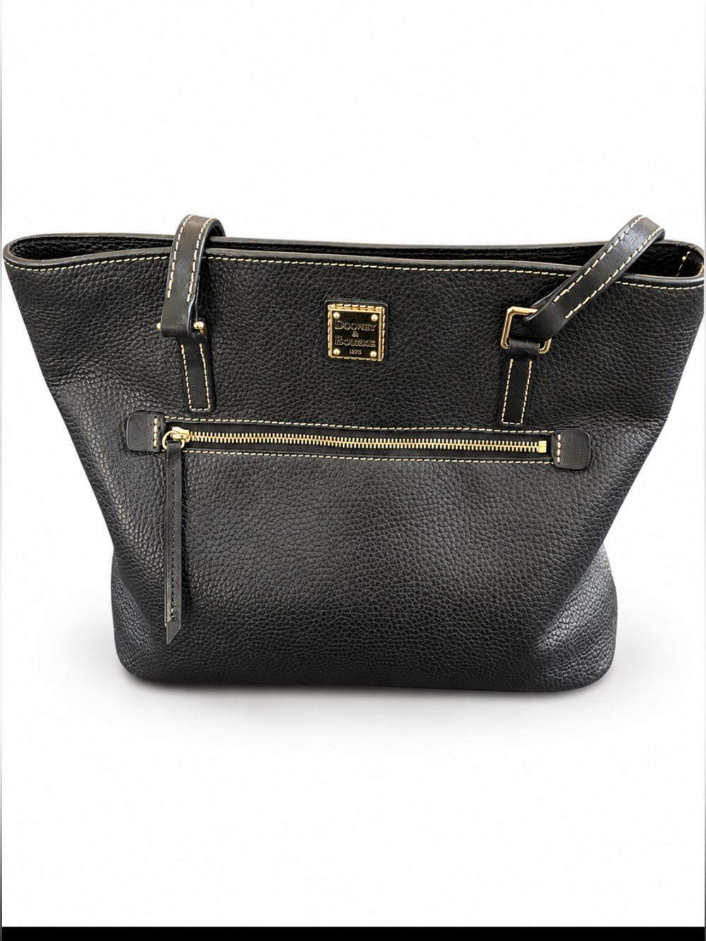 Dooney & Bourke Black Pebbled Leather Satchel Red Interior